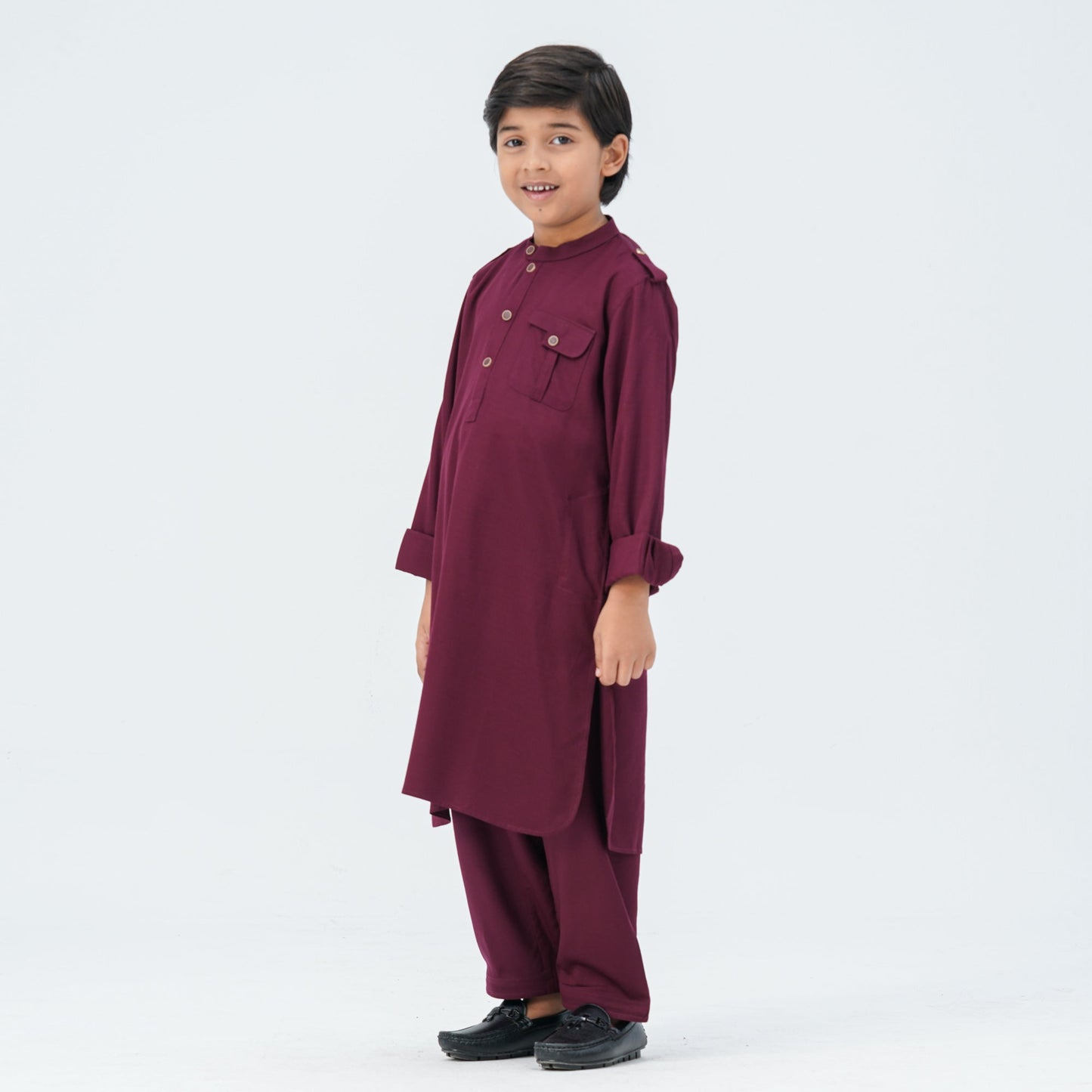 Boy's Maroon Viscose Kabli