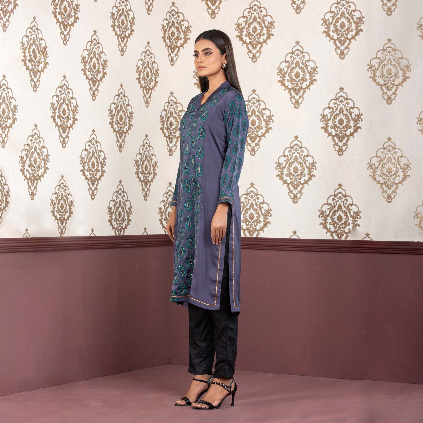 ETHNIC PREMIUM KURTI-DARK ASH