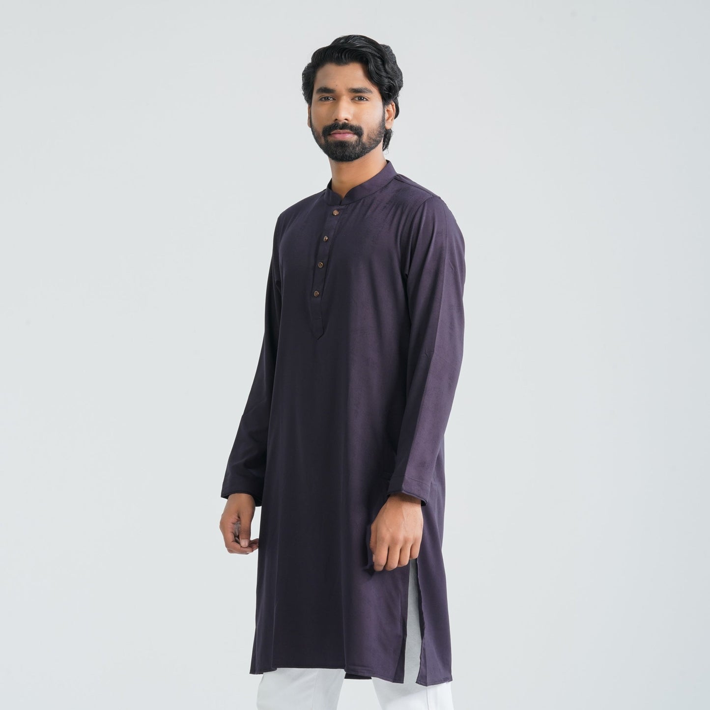 Mens Maroon Cotton Blended Panjabi