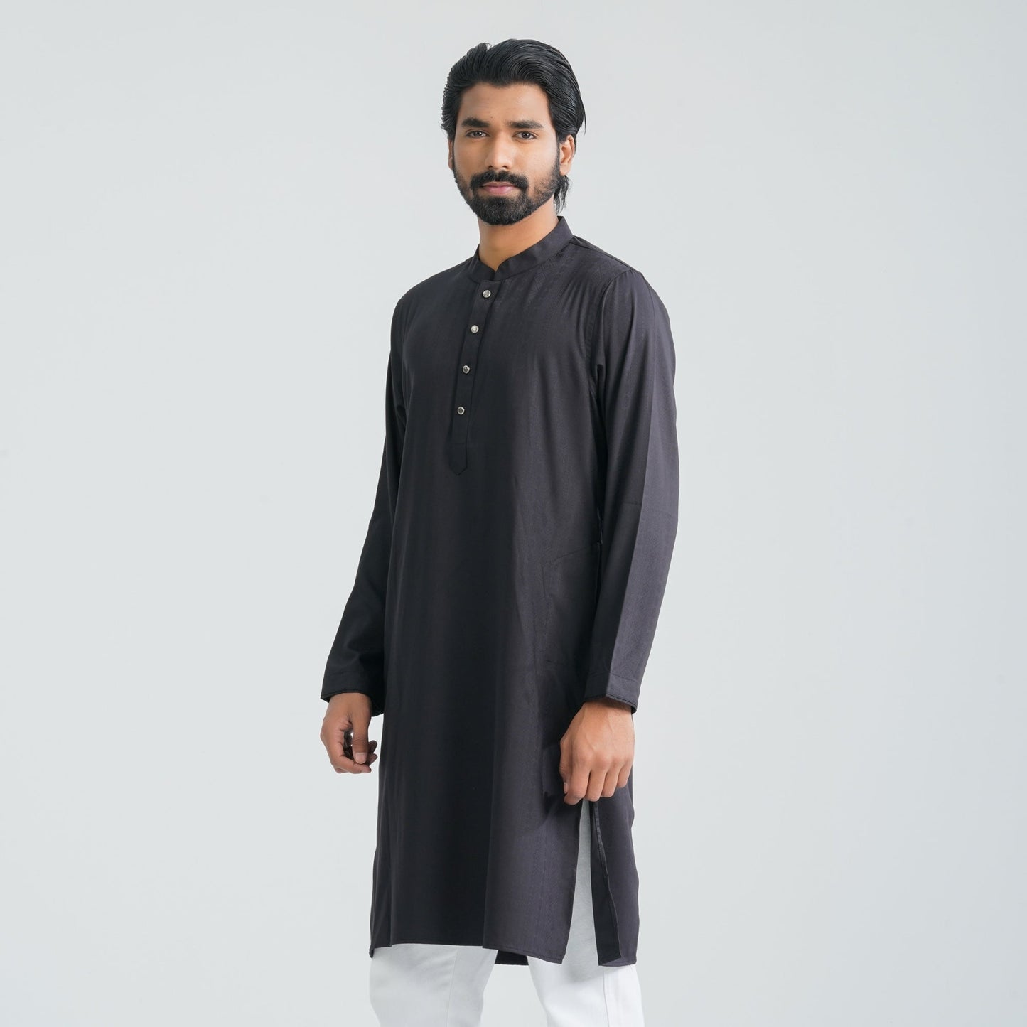 Mens Black Cotton Blended Panjabi