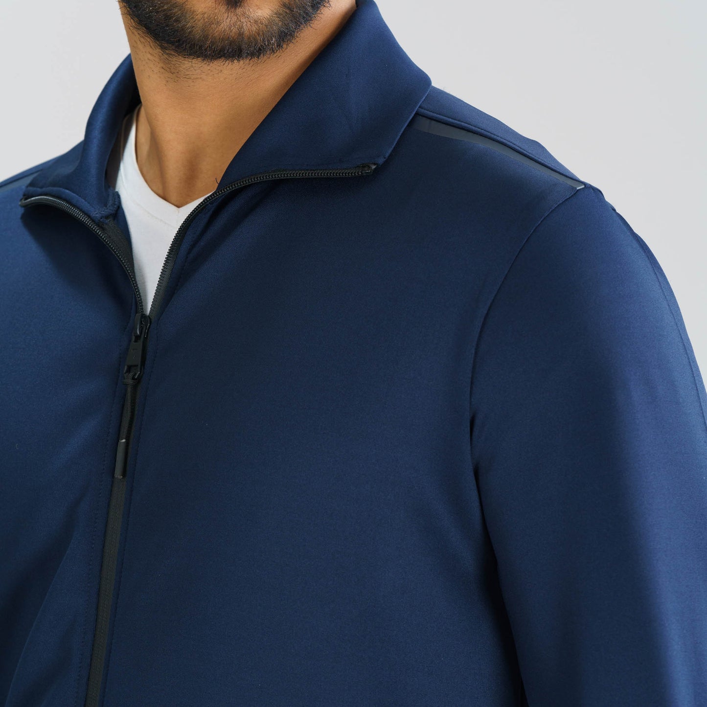 Mens Navy High-Neck Sweatshirt