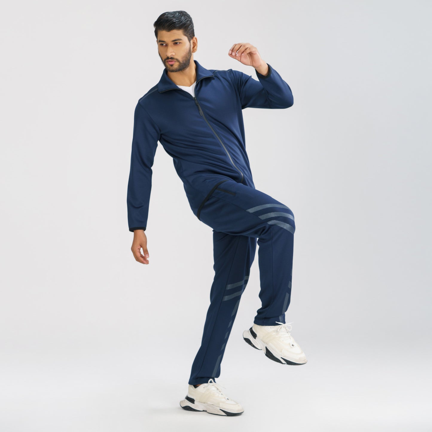 Mens Navy High-Neck Sweatshirt