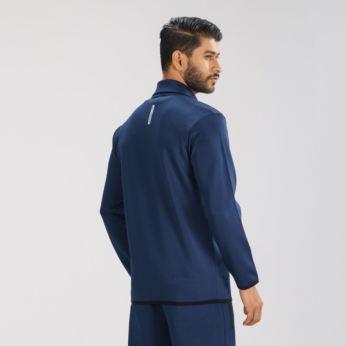 Mens Navy High-Neck Sweatshirt