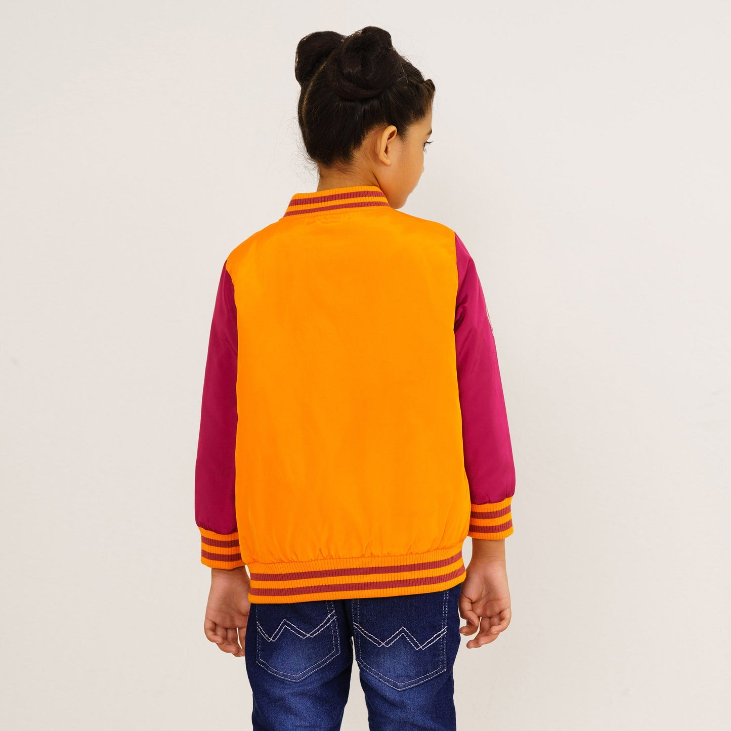 Baby Girls Orange & Maroon Bomber