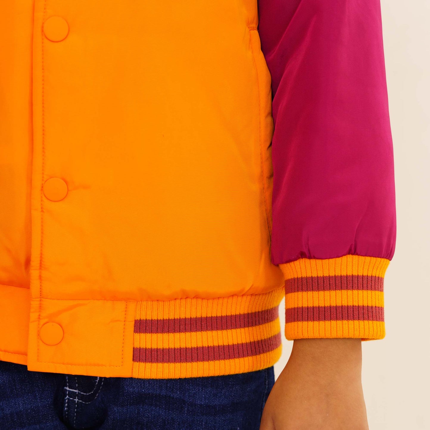 Baby Girls Orange & Maroon Bomber