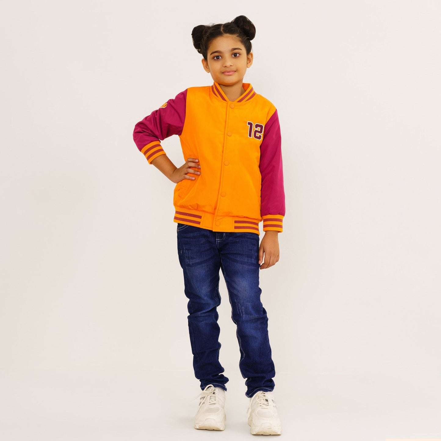 Baby Girls Orange & Maroon Bomber