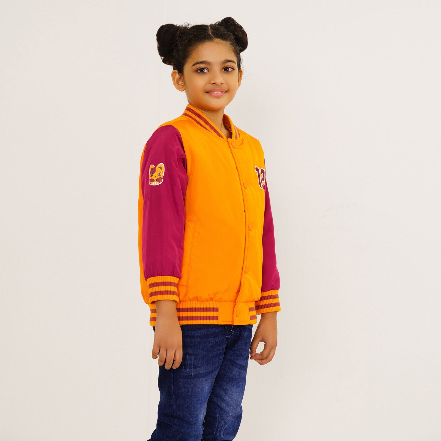 Baby Girls Orange & Maroon Bomber