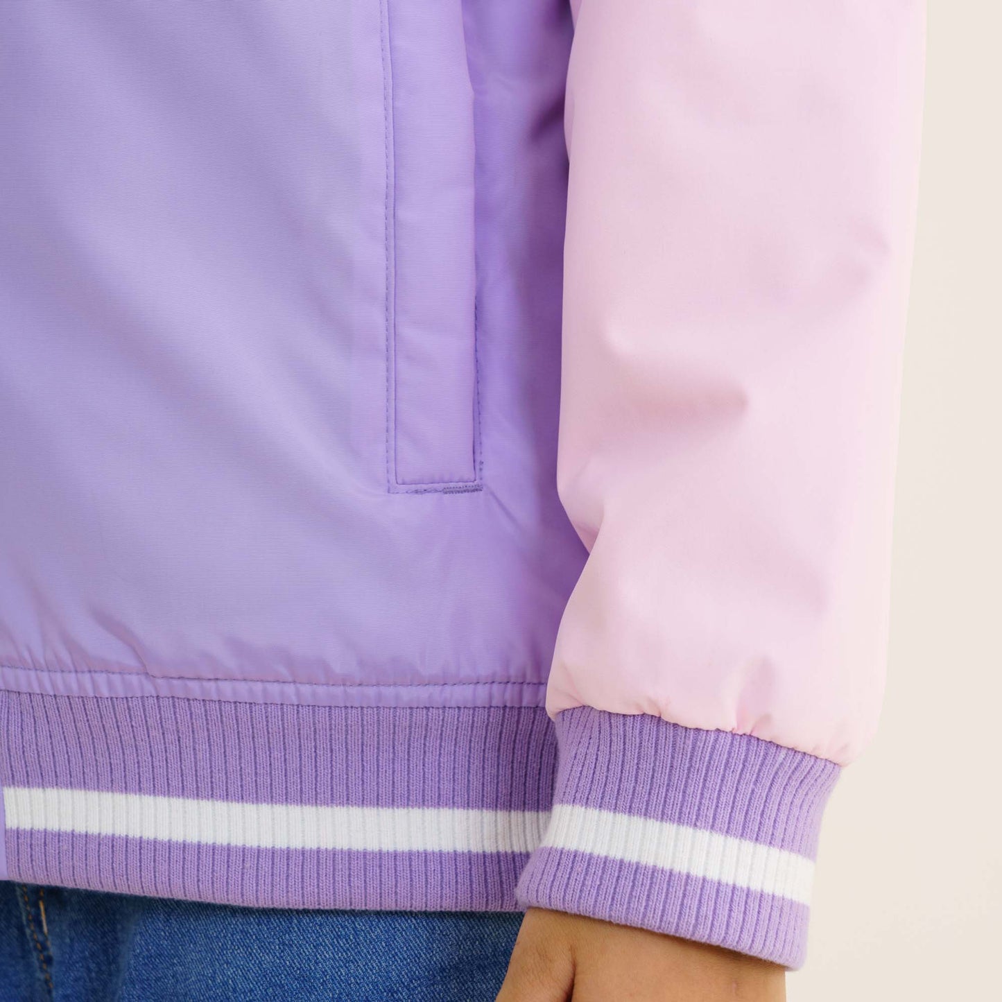 Girl's Lavender Printed Bomber