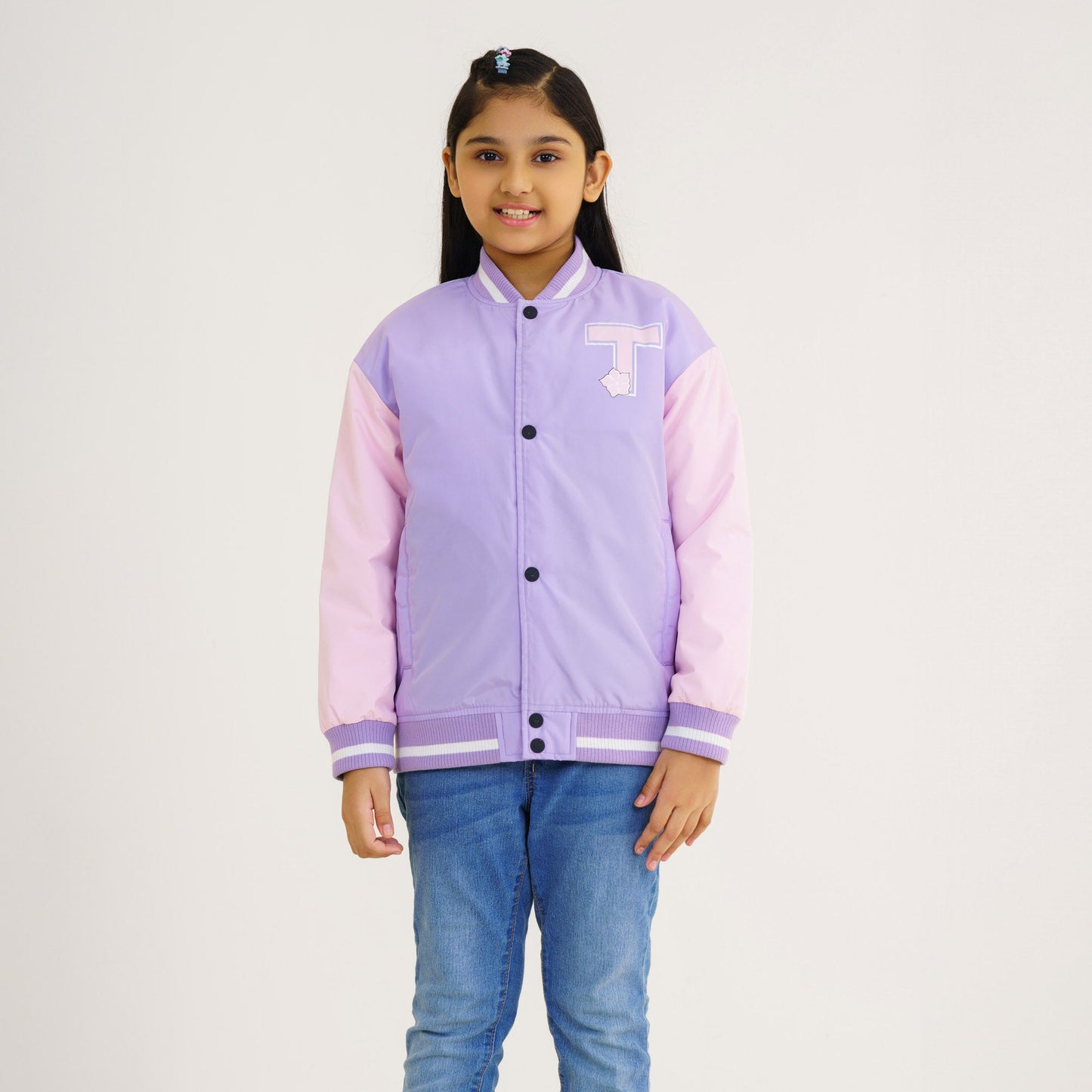 Girl's Lavender Printed Bomber