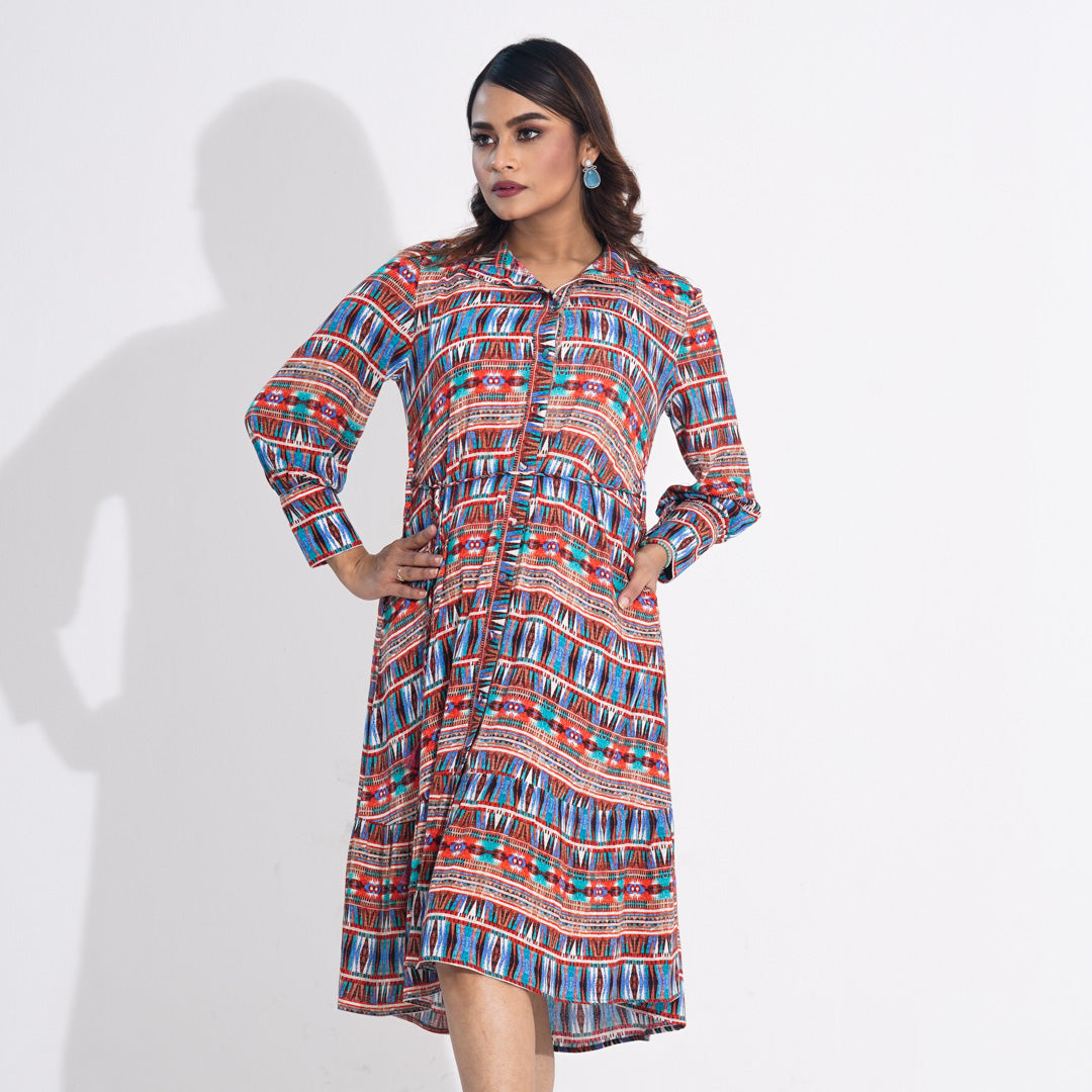 Women Orange Printed Dress