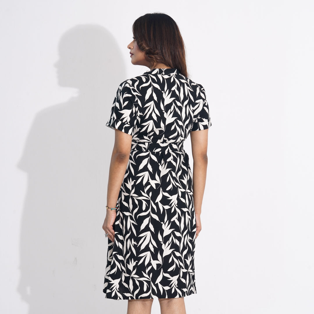 Womens Flared Black Shirt Dress