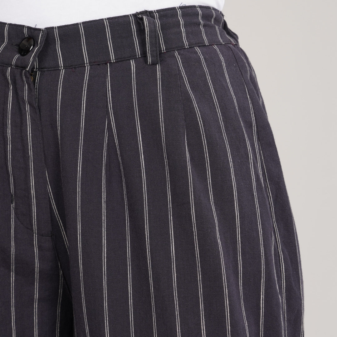 Womens Black Strip Pant