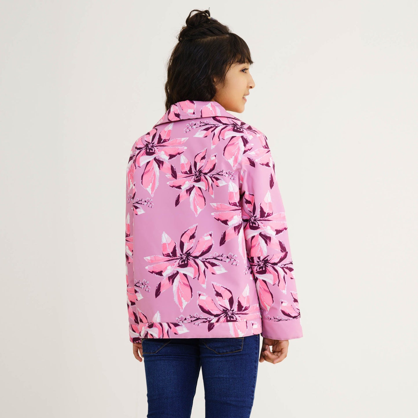 Girl's Pink Printed Shacket