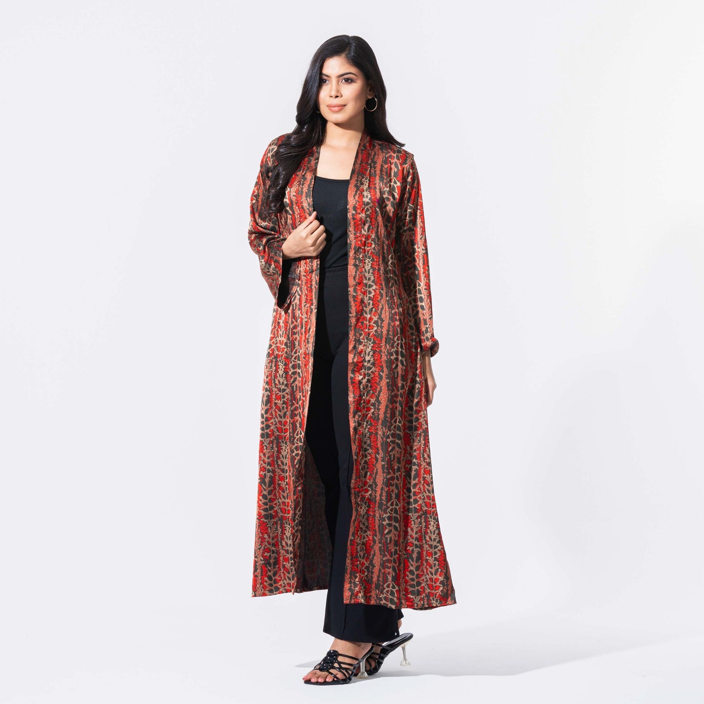 Womens Black & Maroon Printed Shrug