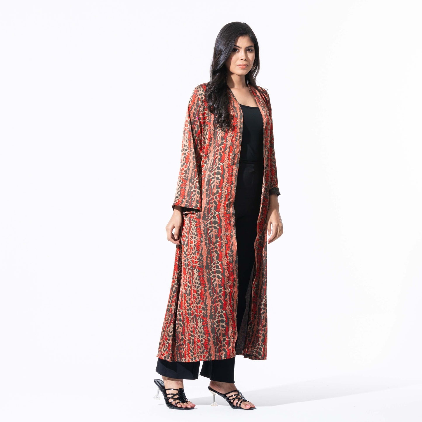 Womens Black & Maroon Printed Shrug