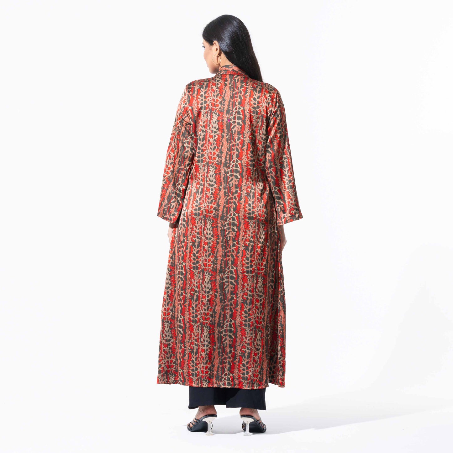 Womens Black & Maroon Printed Shrug