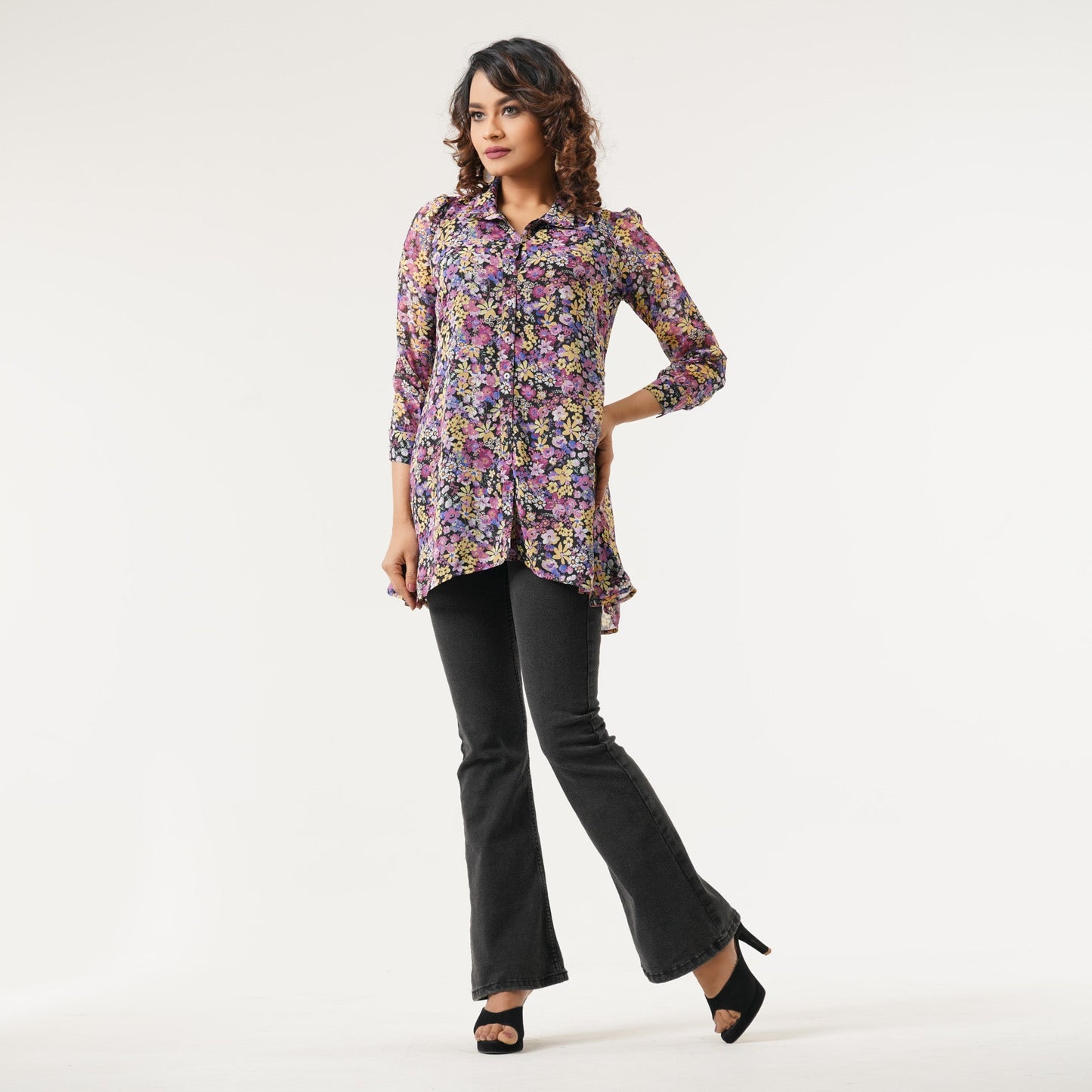 Womens Purple AOP Top