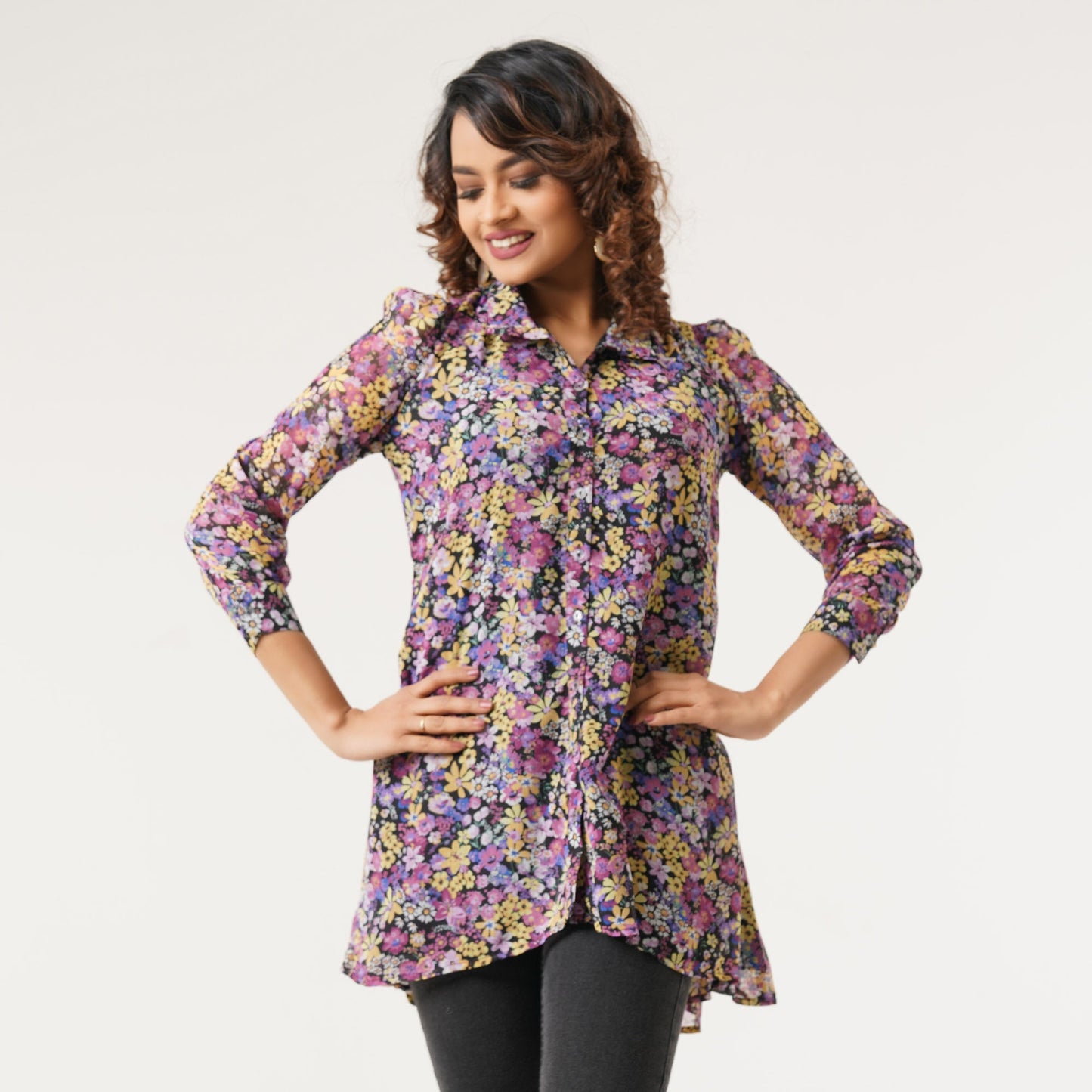 Womens Purple AOP Top