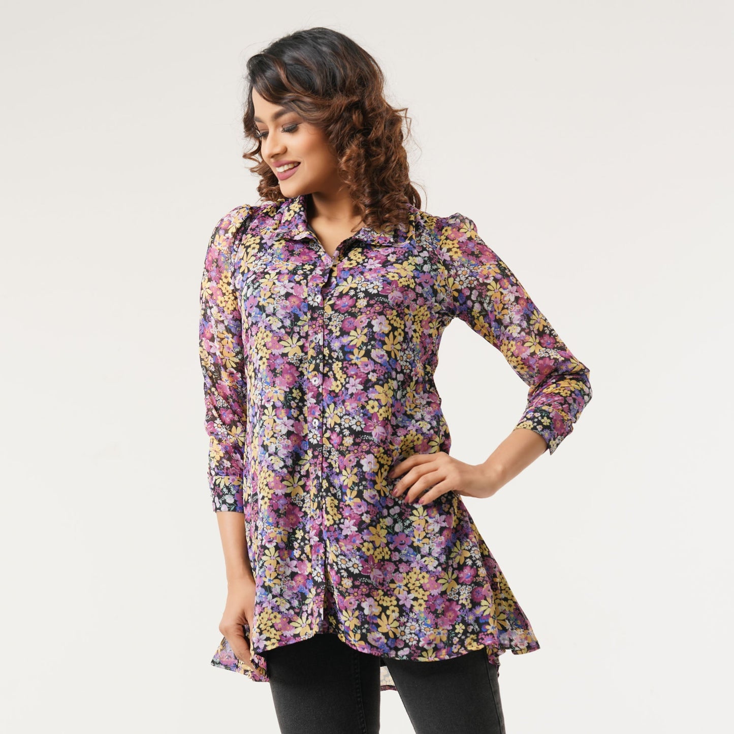 Womens Purple AOP Top