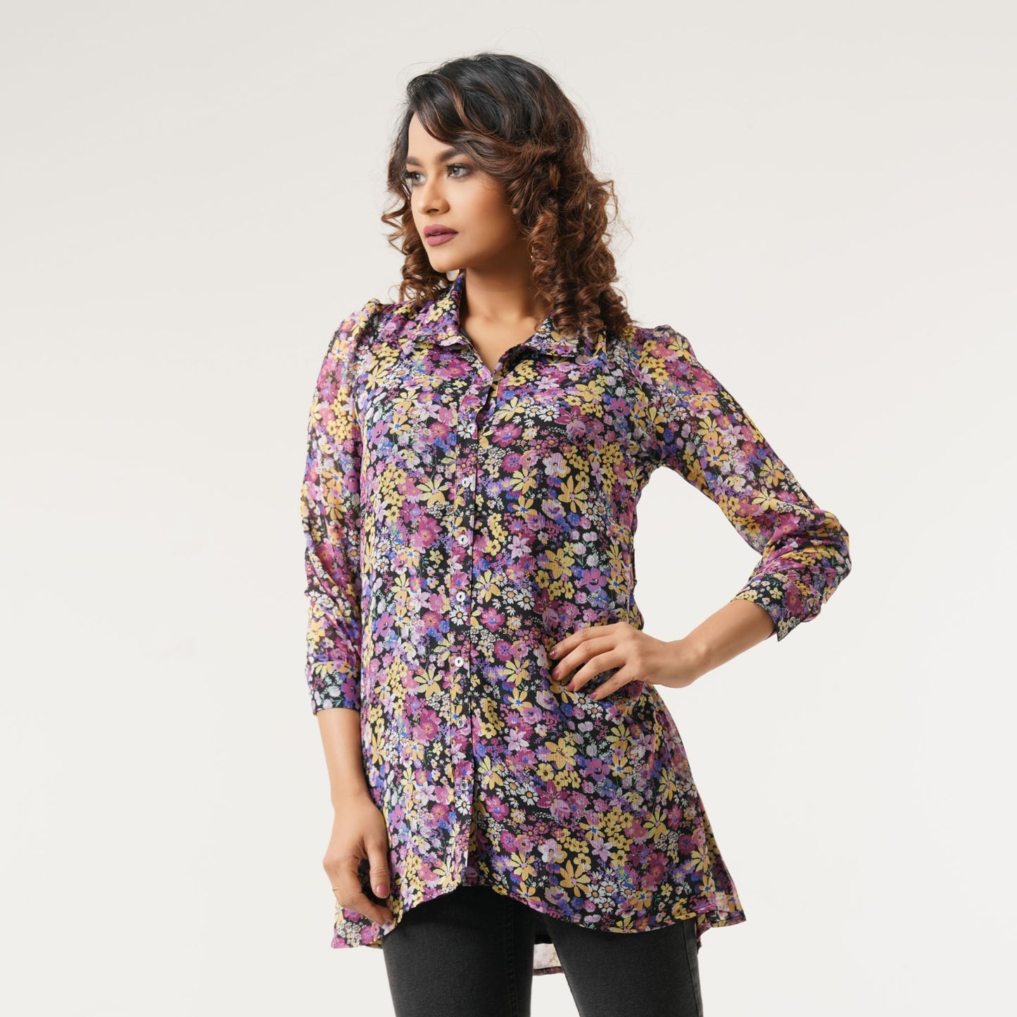 Womens Purple AOP Top