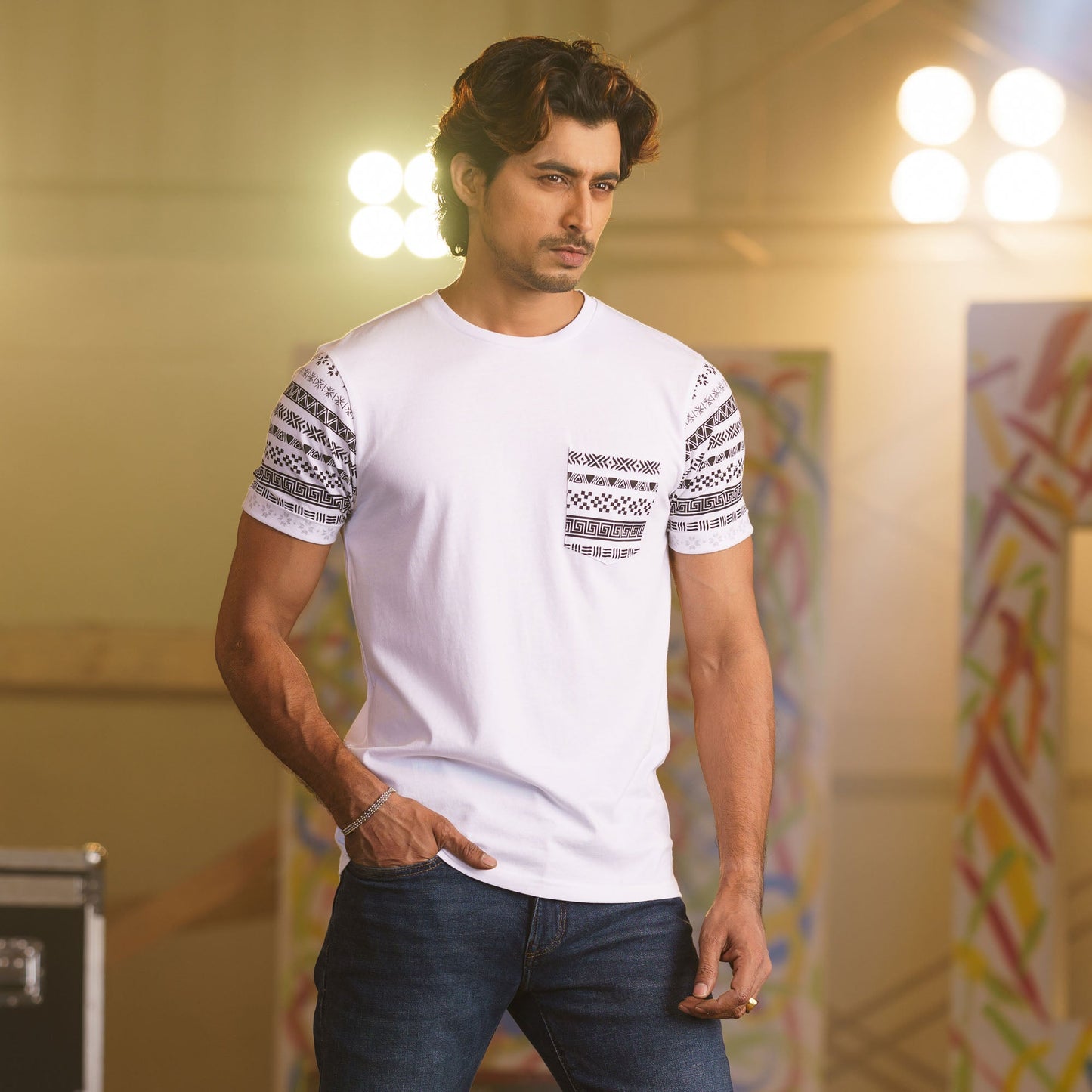 Men’s White Print T-Shirt