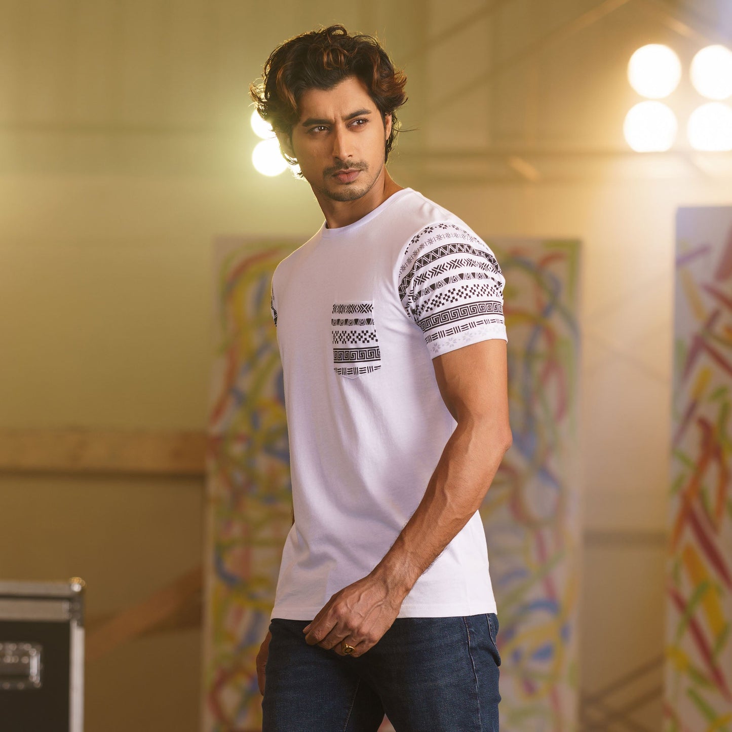 Men’s White Print T-Shirt