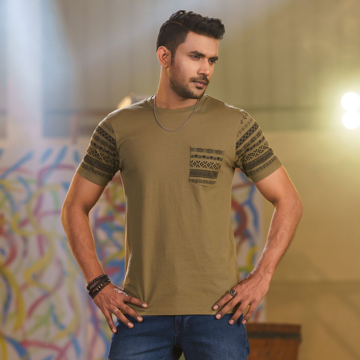 Men's Green Print T-Shirt