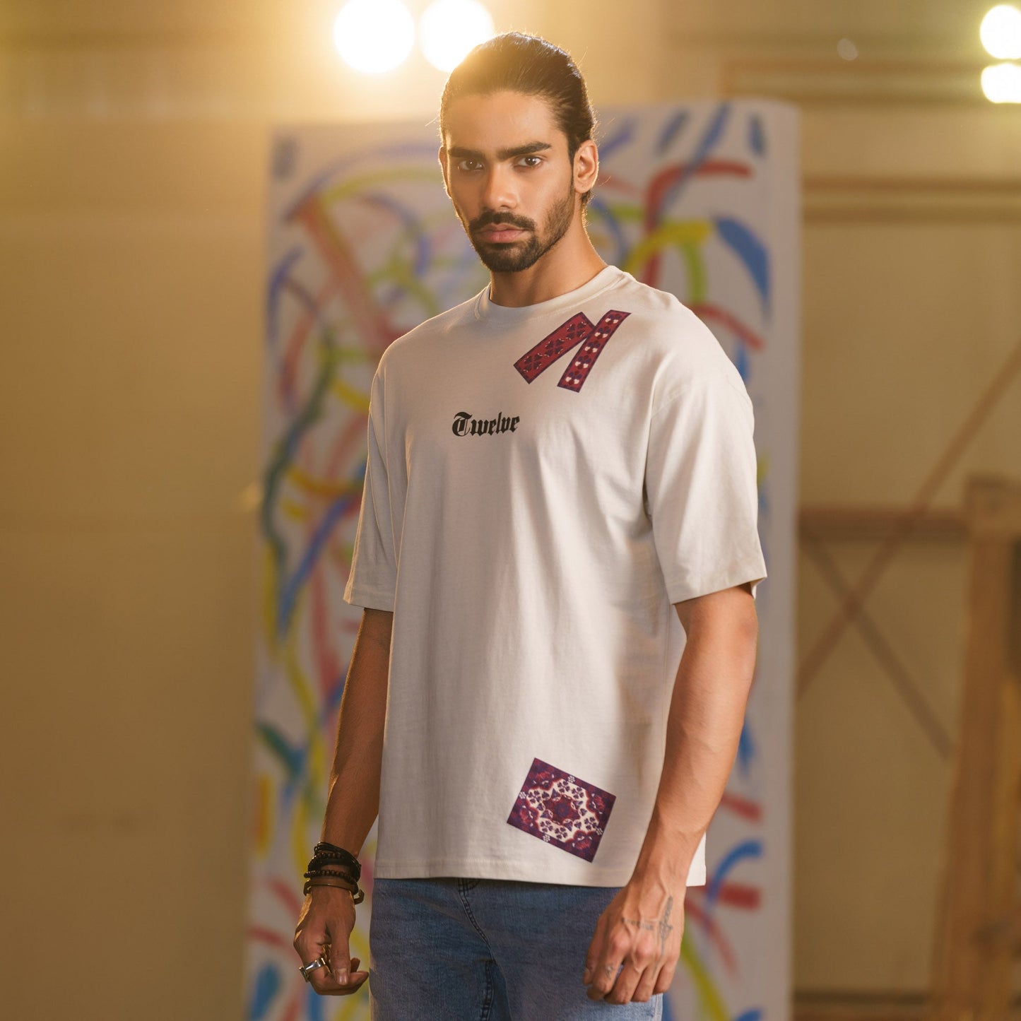 Men's Beige Drop Shoulder T-Shirt