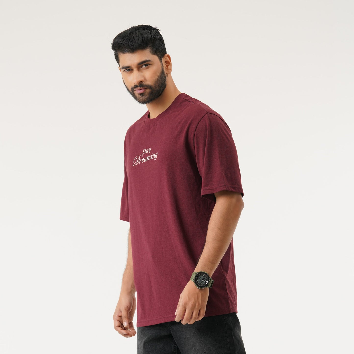 Mens Maroon Oversized T-Shirt