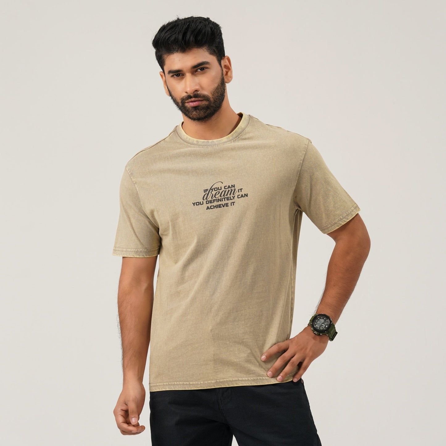 Men Oversize T-Shirt Beige