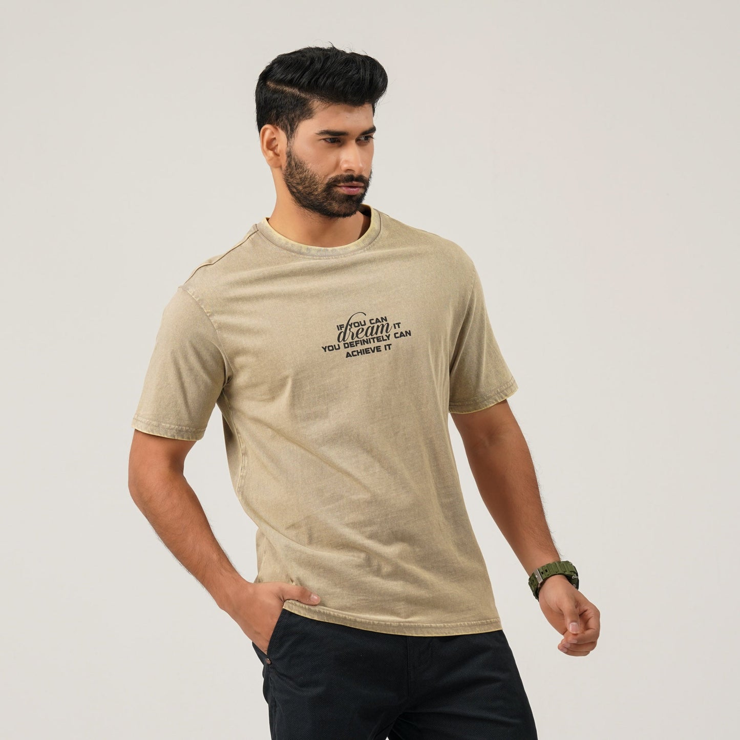 Men Oversize T-Shirt Beige