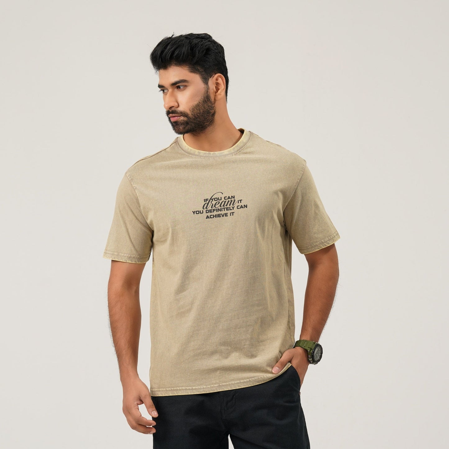 Men Oversize T-Shirt Beige
