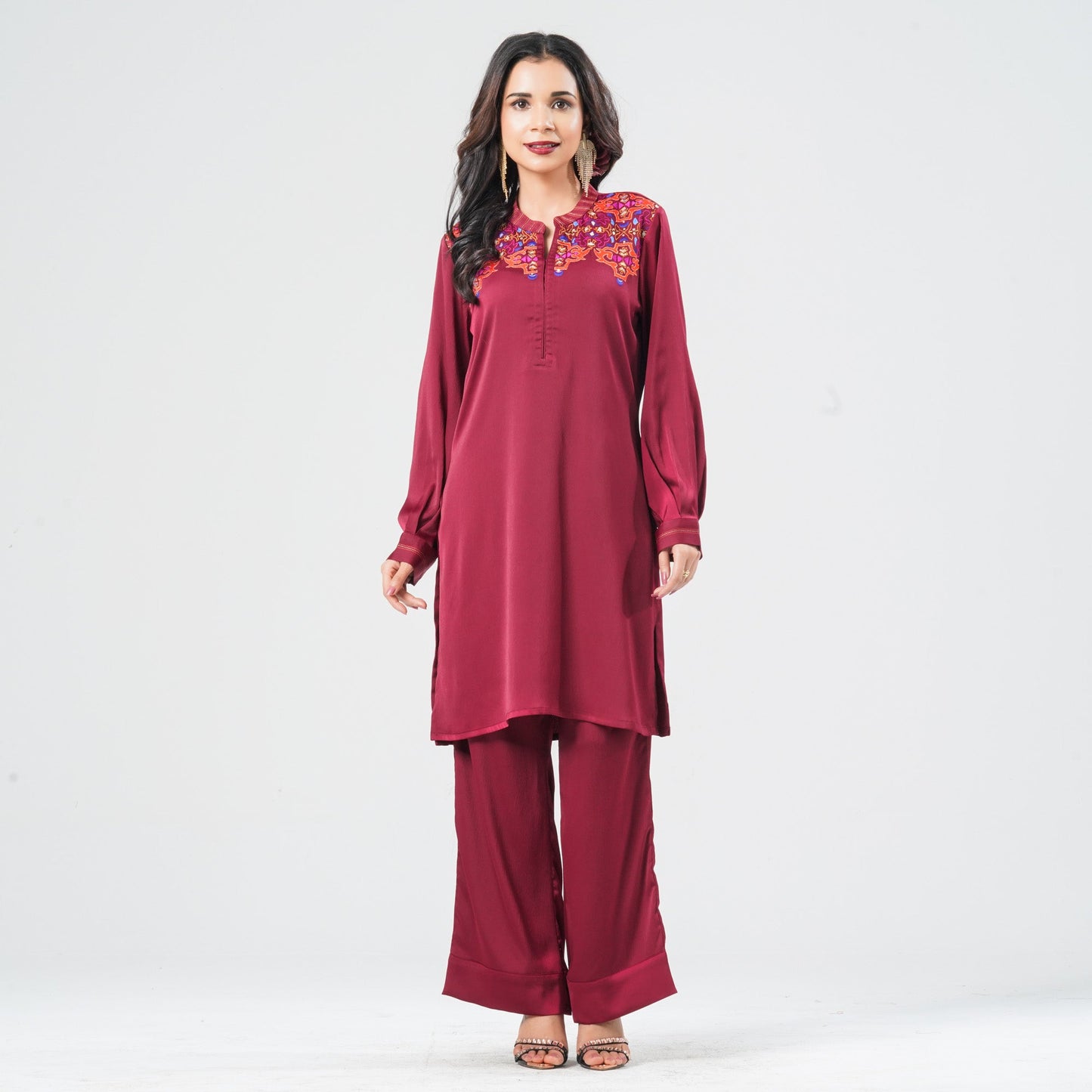 Women’s Crepe Silk Embroidered Two Piece Set