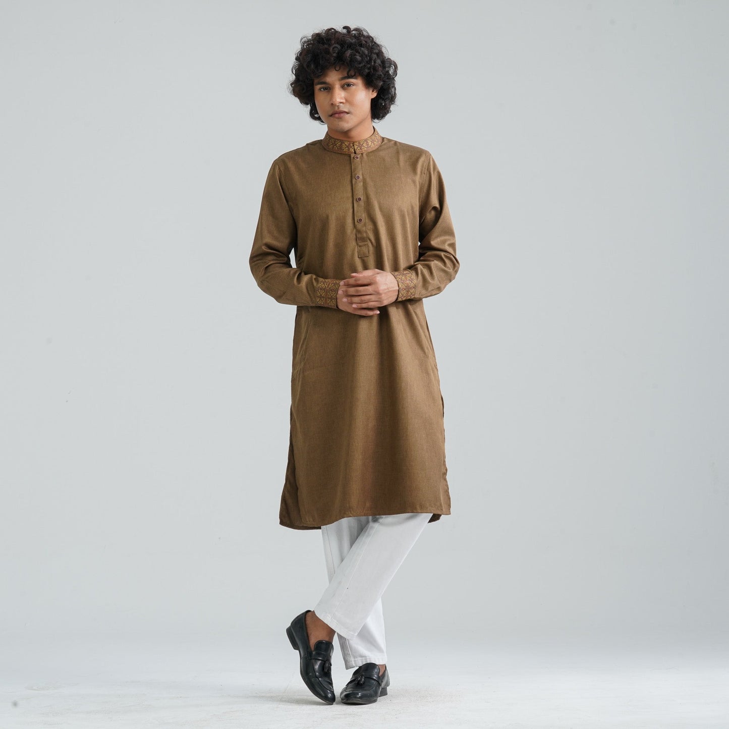 Men's Bamboo Silk Embroidery Panjabi