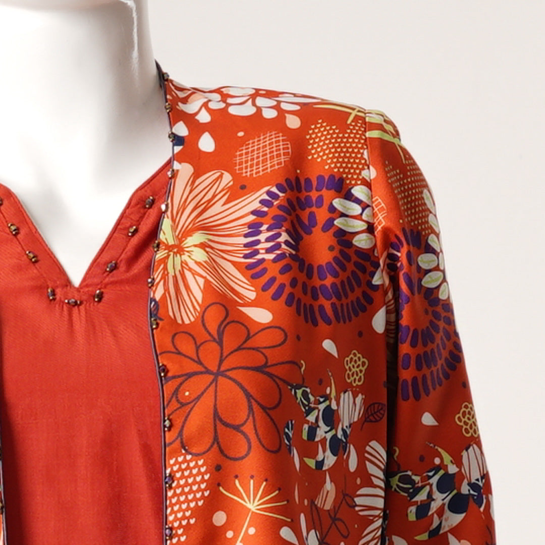 Womens Ethnic Burnt Orange Three Piece