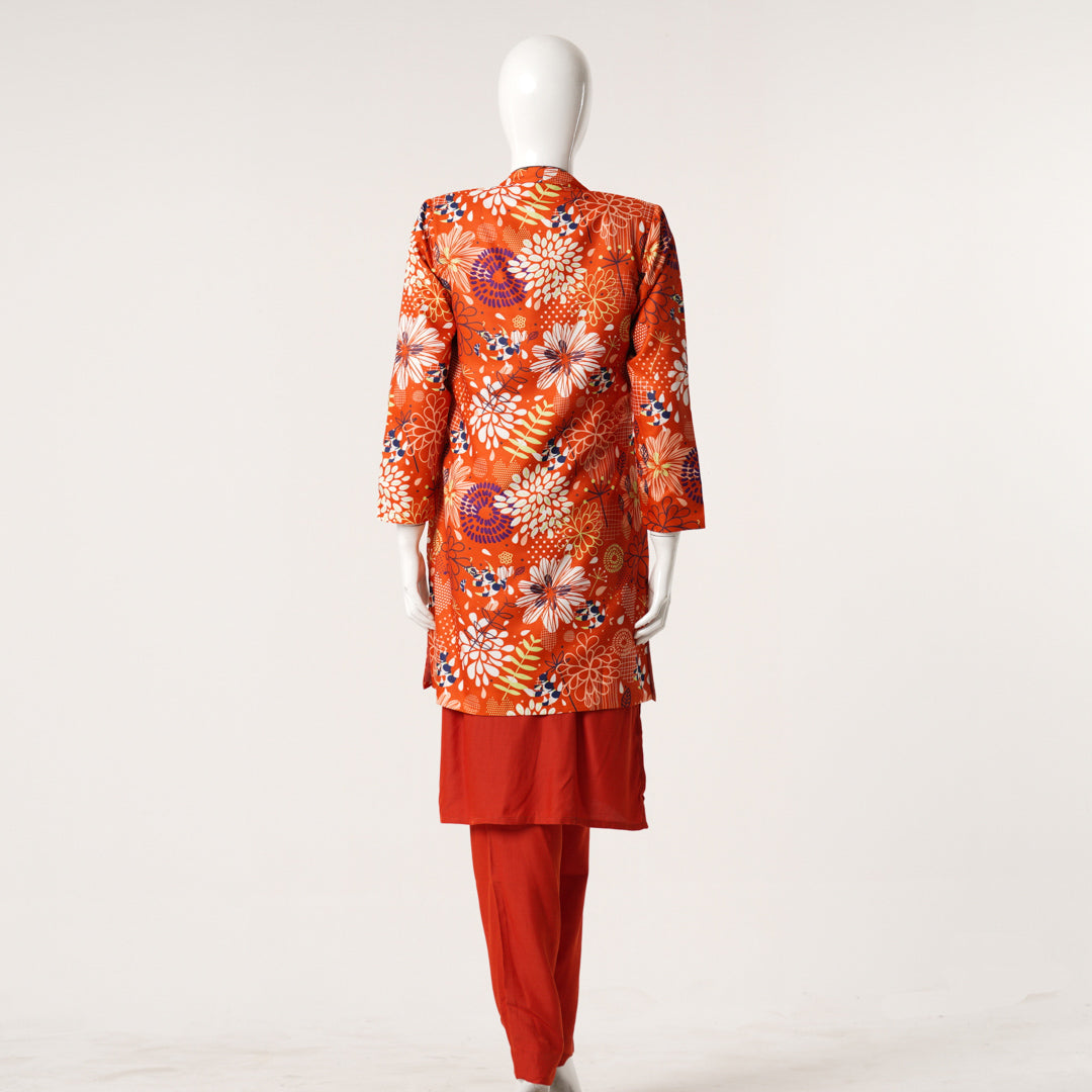 Womens Ethnic Burnt Orange Three Piece