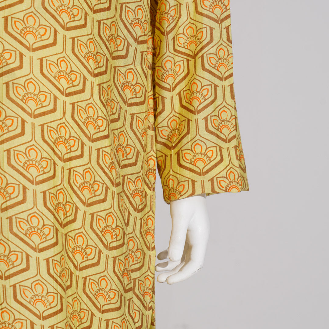 Boys Yellow Screen-Printed Panjabi