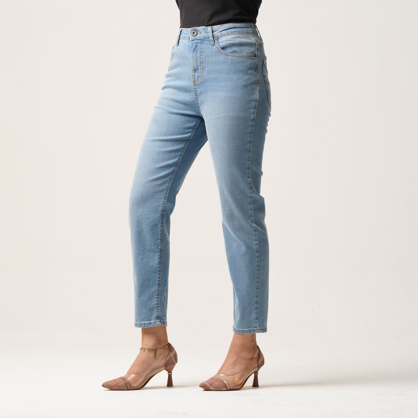 LADIES DENIM LONG PANT-BLUE