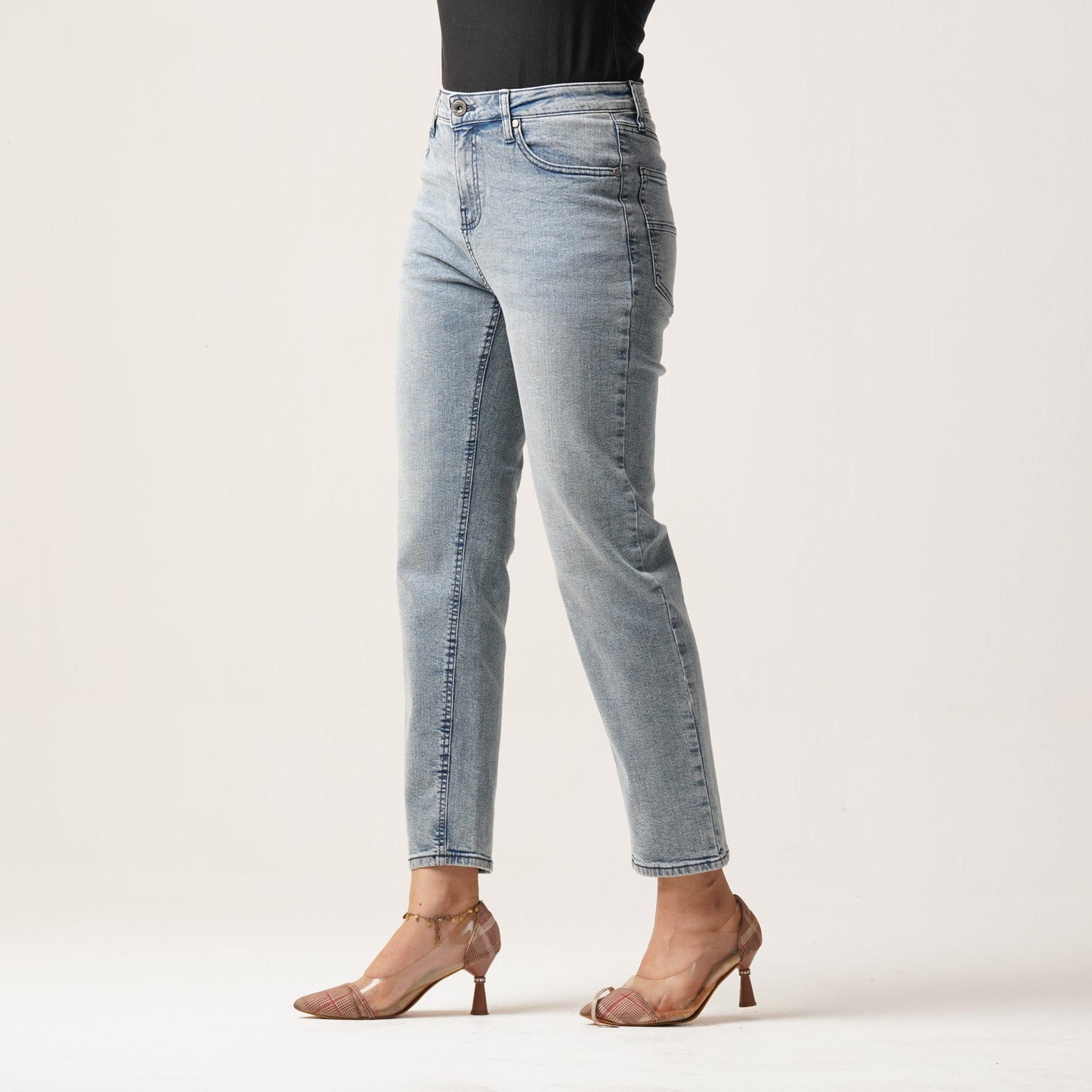 LADIES DENIM LONG PANT-LIGHT BLUE