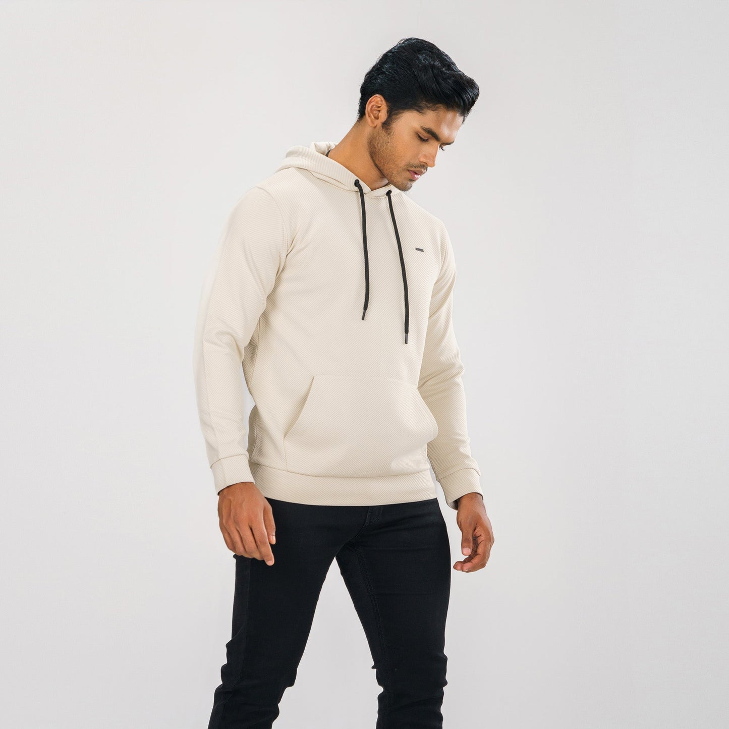 Men's Beige Jacquard Hoodie