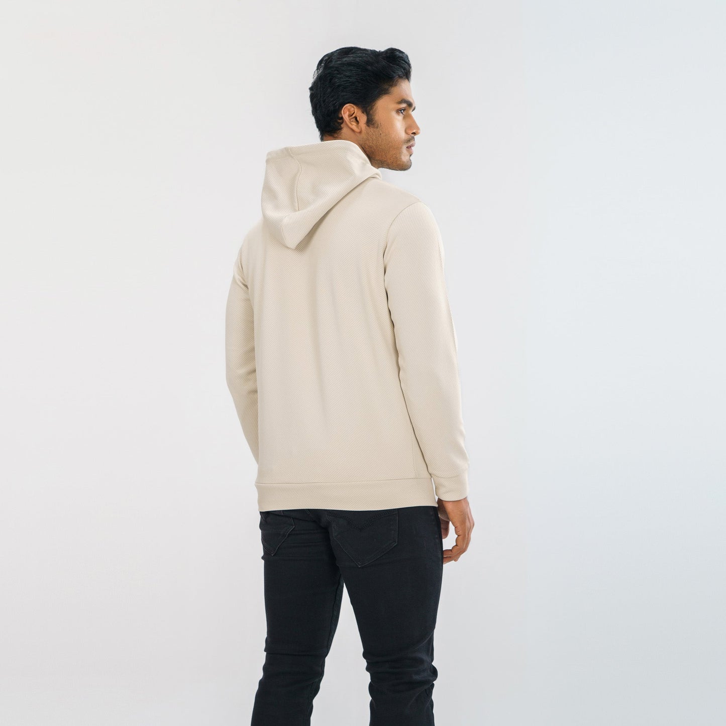 Men's Beige Jacquard Hoodie