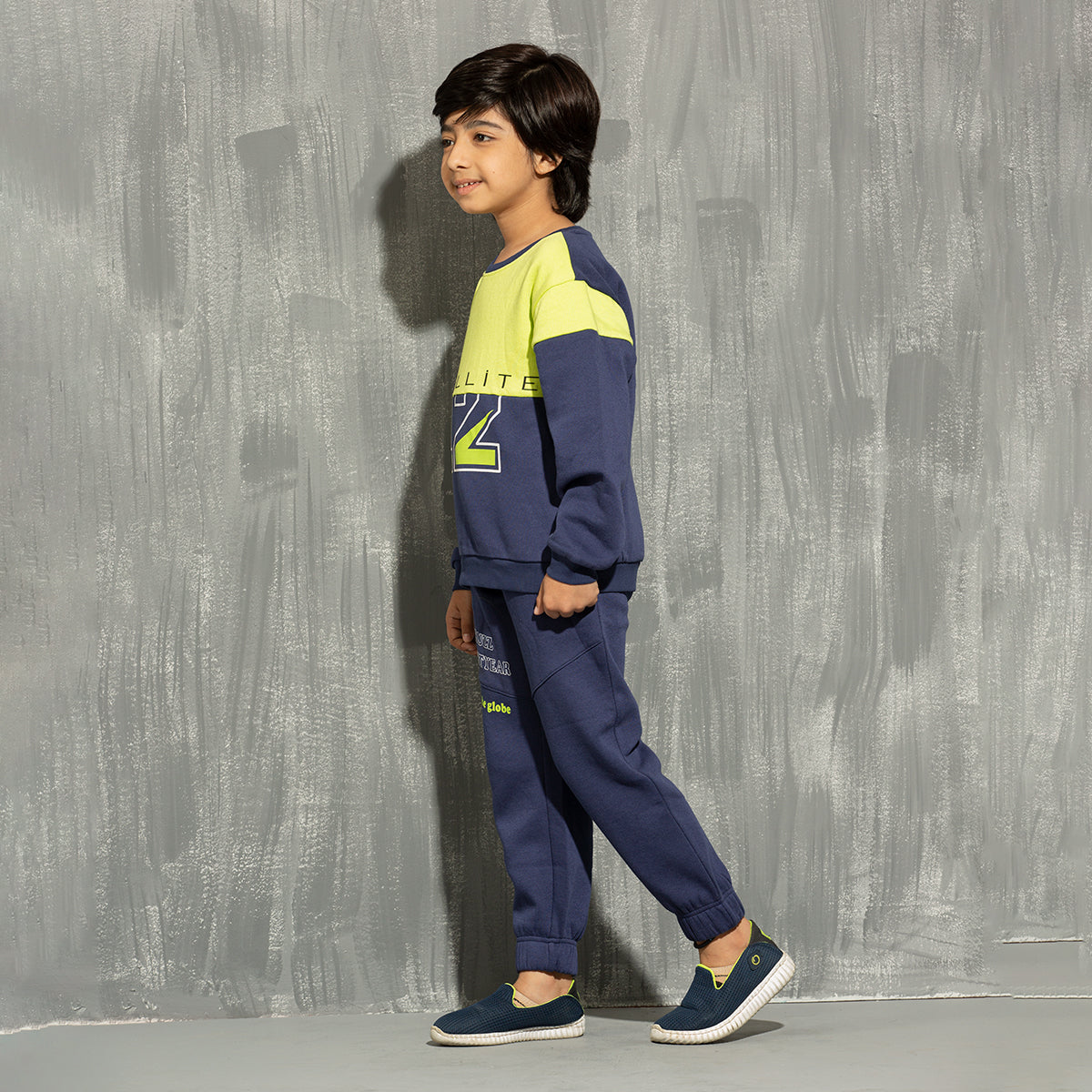 Boys Sweatshirt- Navy & Neon