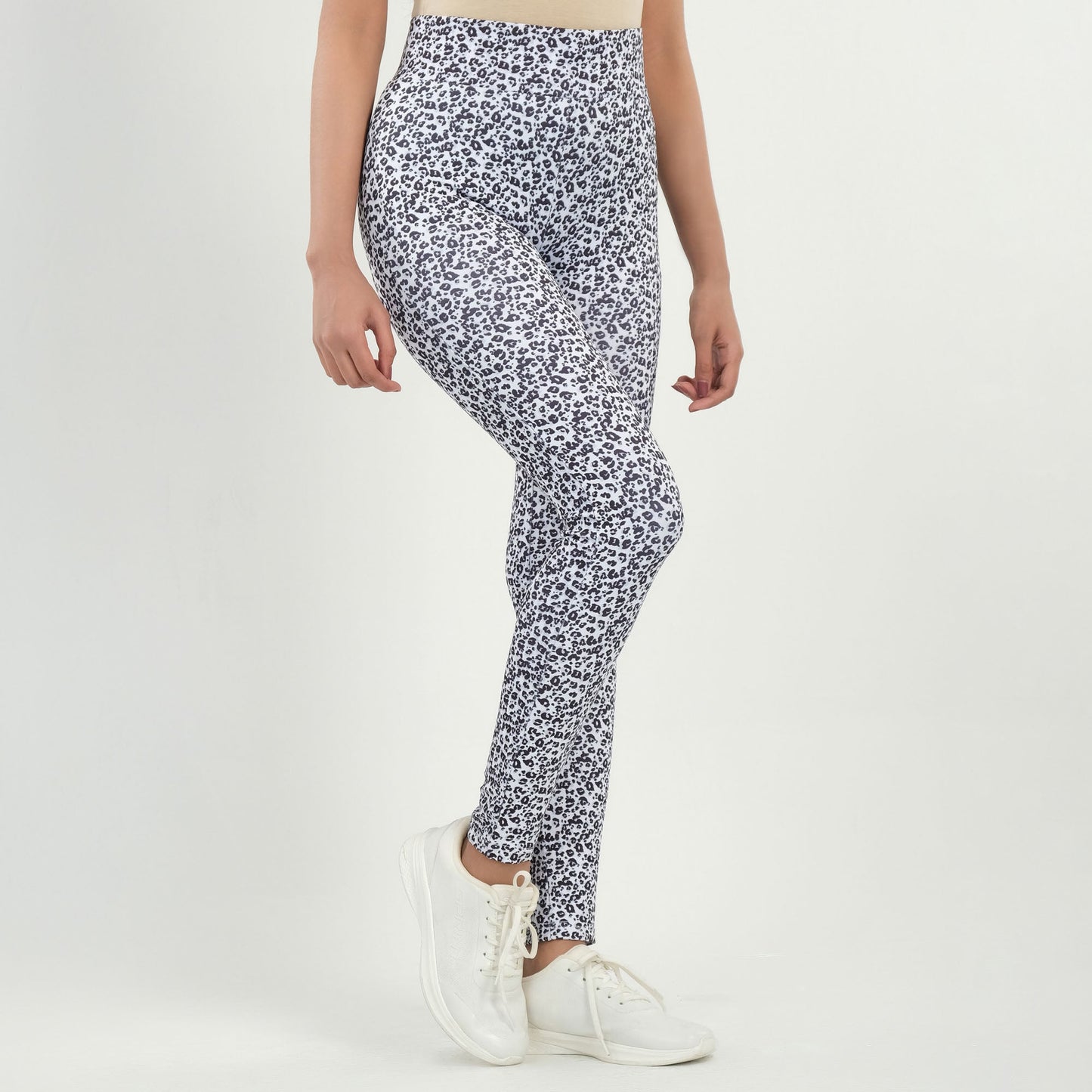 Women's White Printed Leggings