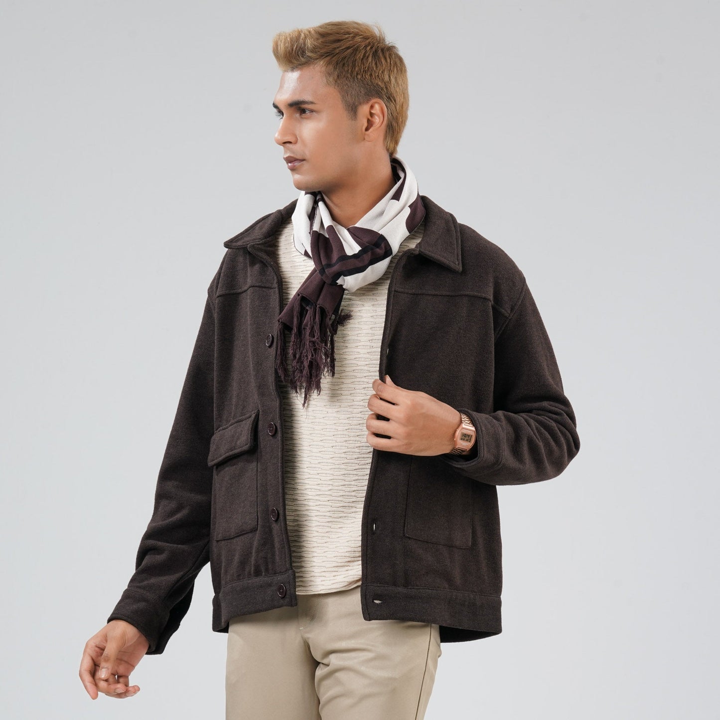 Men's Beige & Brown Muffler