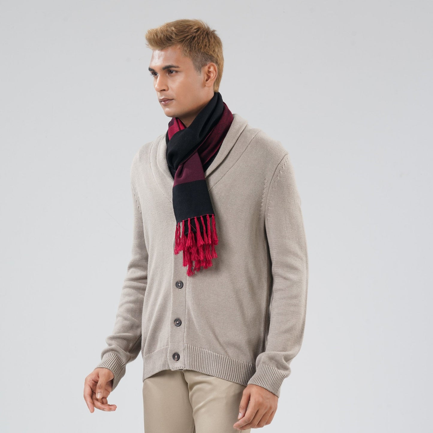 Men's Black & Maroon Muffler