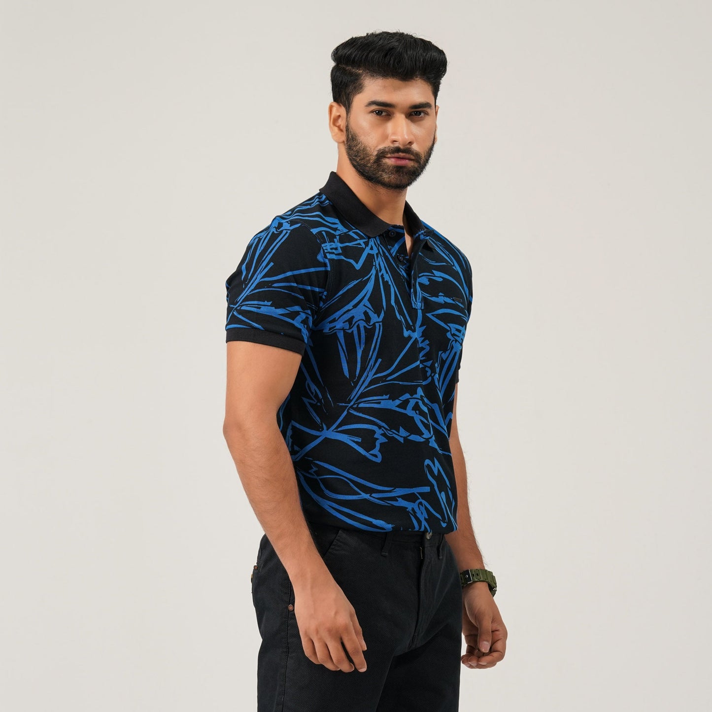 Mens Blue Aop Polo