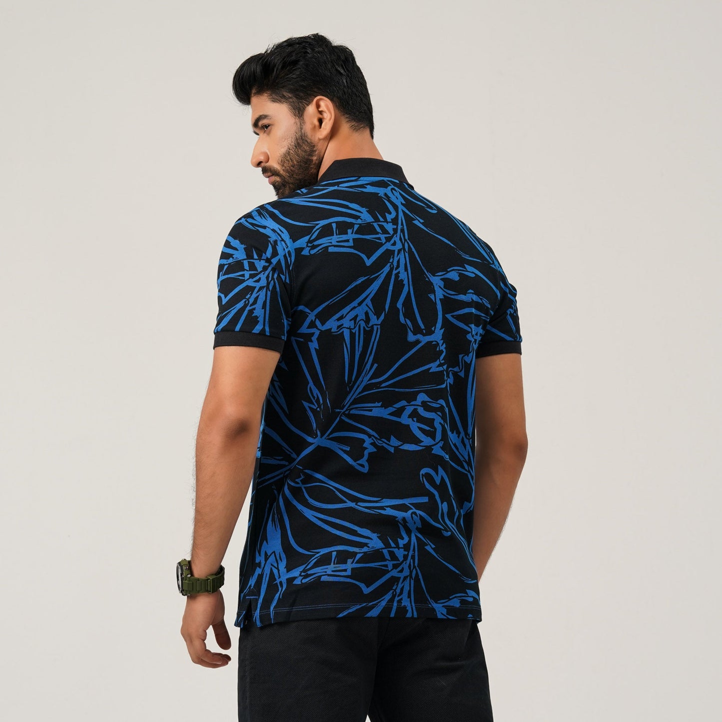 Mens Blue Aop Polo