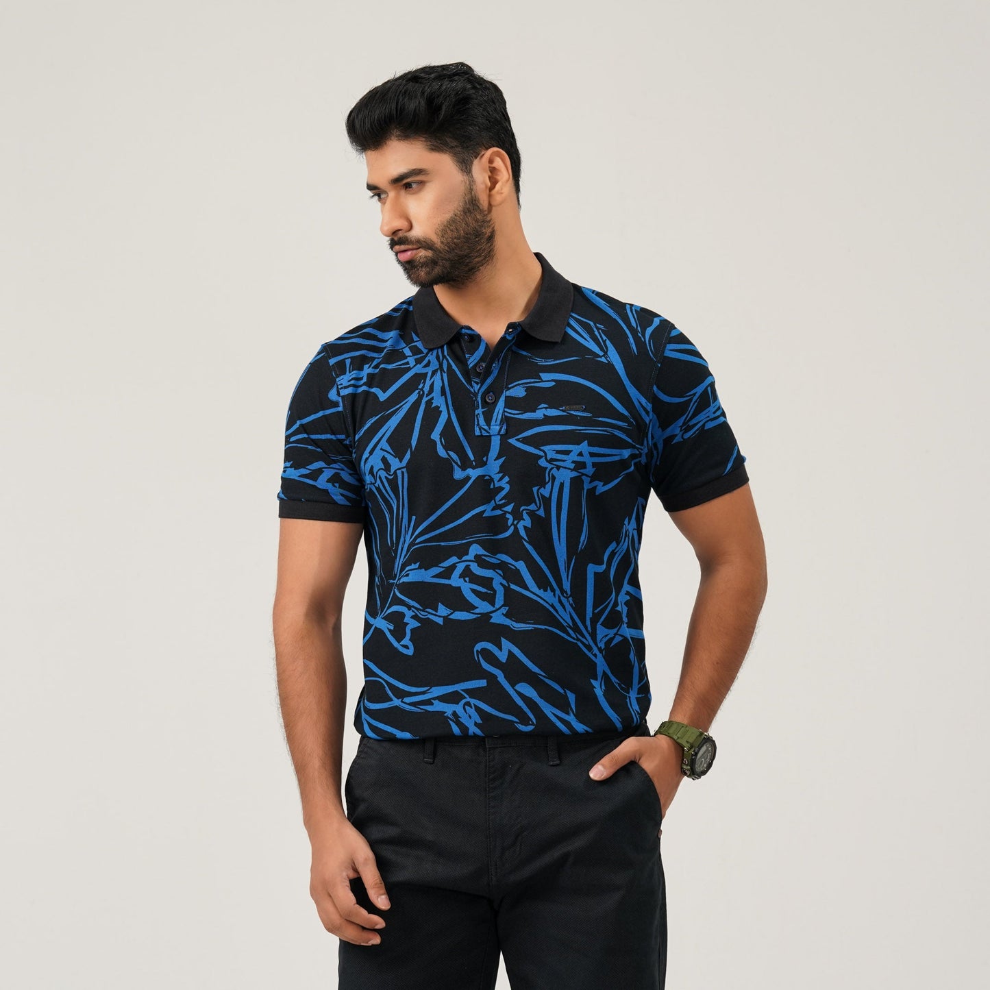 Mens Blue Aop Polo