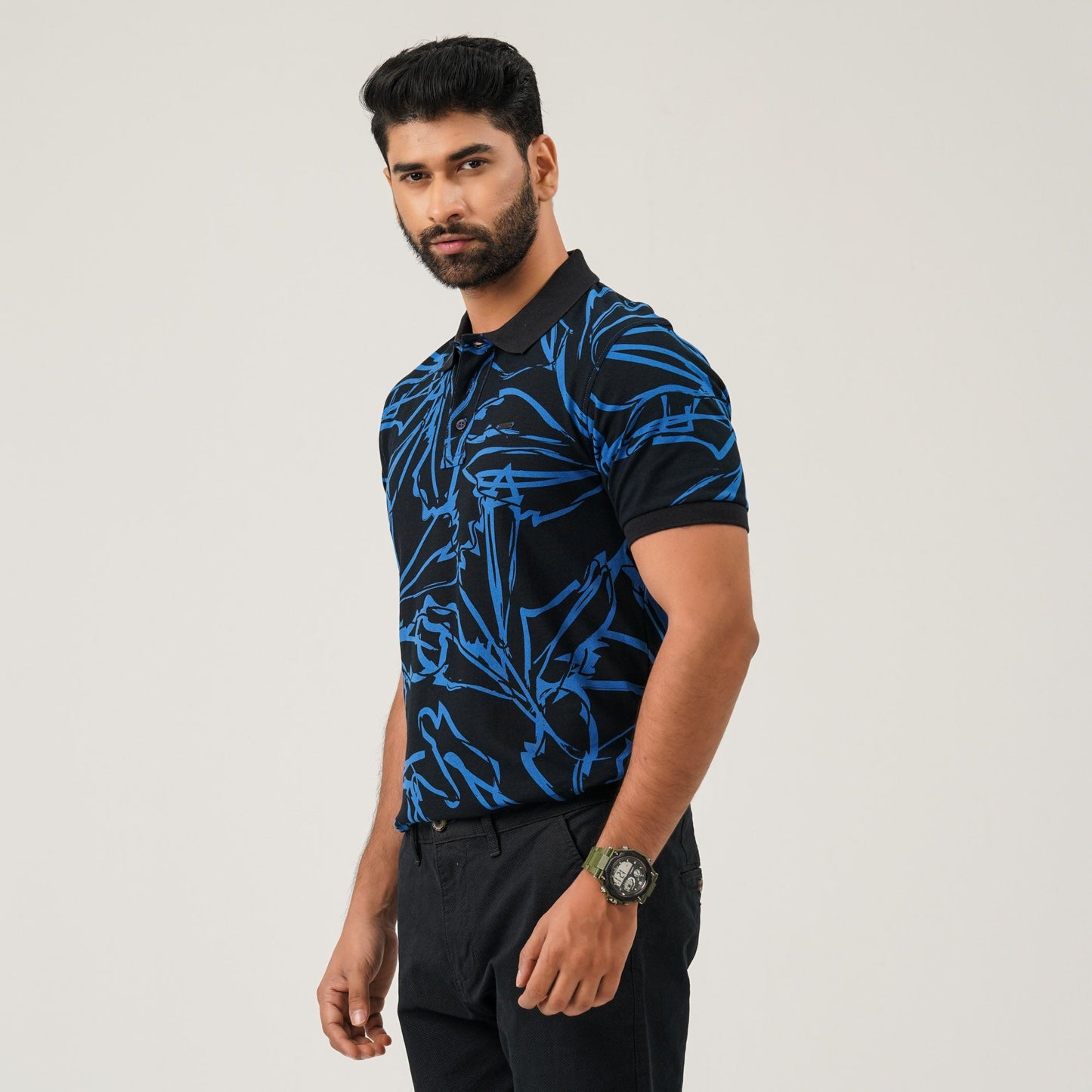 Mens Blue Aop Polo