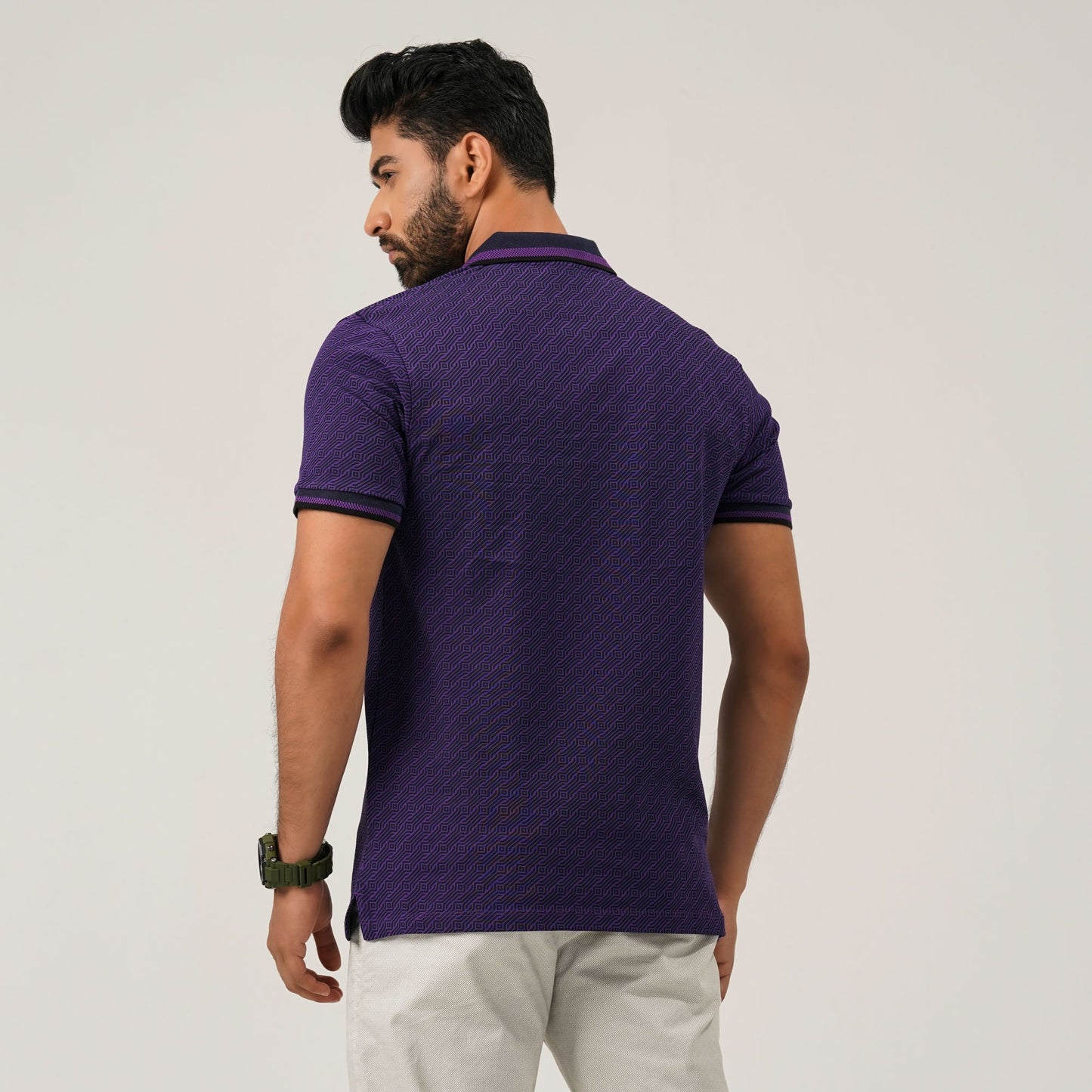 Mens Purple Aop Polo